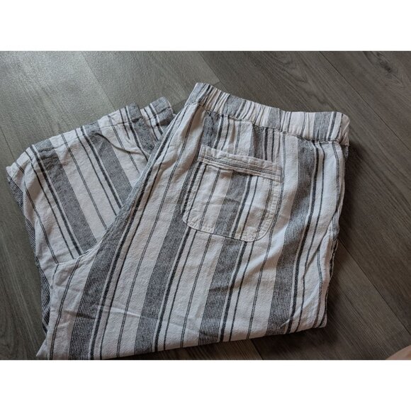 Per Se Striped Linen-Blend Drawstring Pants XL White & Black Comfortable - Picture 2 of 5